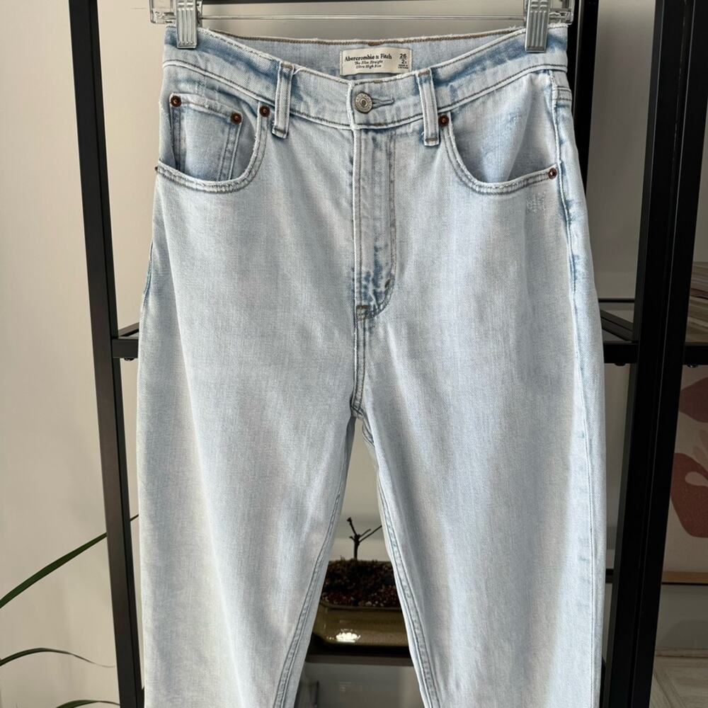 Abercrombie & Fitch Curve Love The Slim Straight Ultra High Rise Jeans 26/ 2 S - Picture 4 of 12
